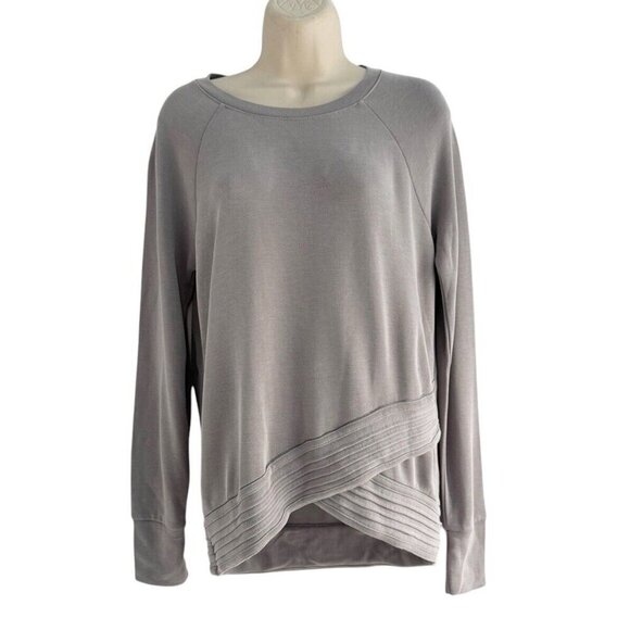 Athleta Womens Sz XS Gray Serenity Criss Cross Sweatshirt Long Sleeve - Picture 2 of 10